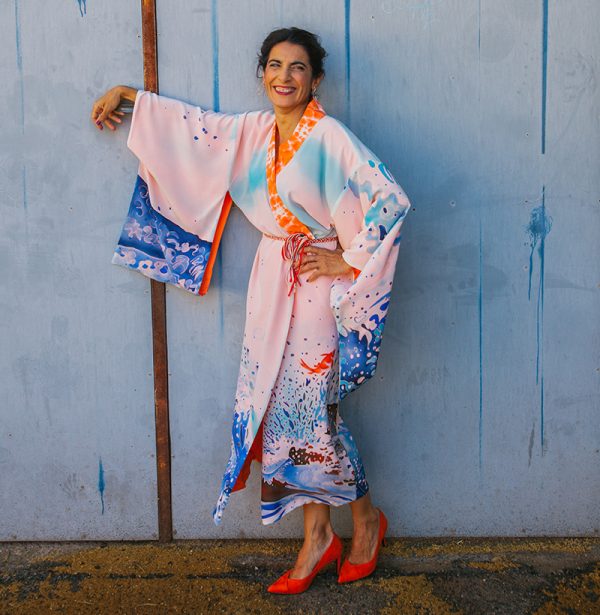 genoveva hita- creadora textil - silk kimono - agua